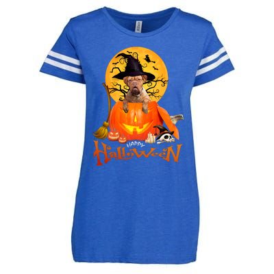 Funny Bordeaux Dog Spooky Halloween Enza Ladies Jersey Football T-Shirt