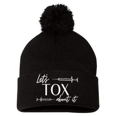 Funny Botox Dealer Nurse Injector Syringe Lets Tox About It Pom Pom 12in Knit Beanie