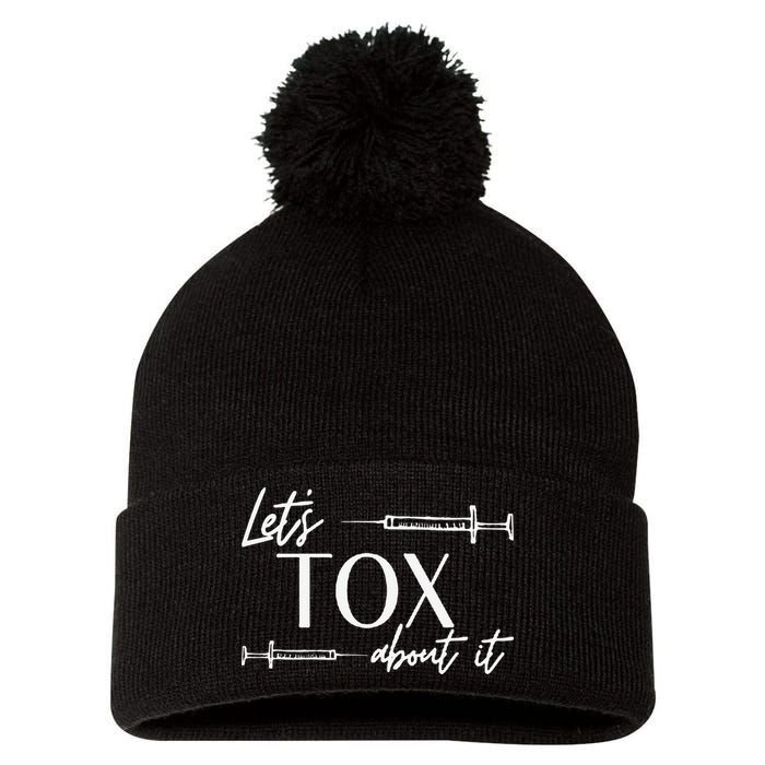 Funny Botox Dealer Nurse Injector Syringe Lets Tox About It Pom Pom 12in Knit Beanie