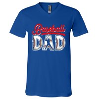 Funny Baseball Dad Daddy Fathers Day Sport Lover Baseball Gift V-Neck T-Shirt