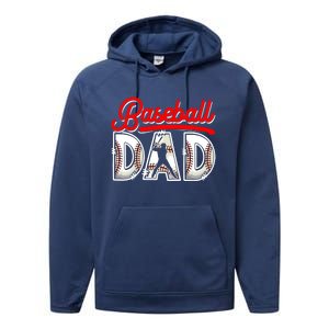 Funny Baseball Dad Daddy Fathers Day Sport Lover Baseball Gift Performance Fleece Hoodie