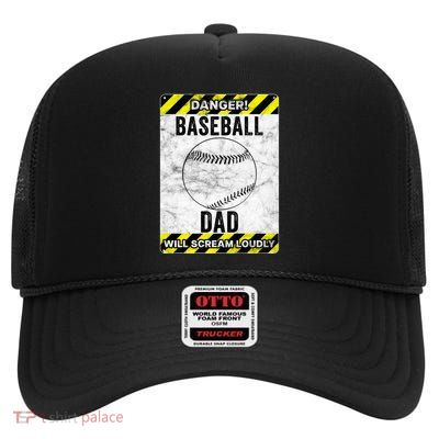 Funny Baseball Dad Sign Baseball Dad Gift High Crown Mesh Back Trucker Hat