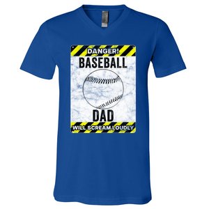 Funny Baseball Dad Sign Baseball Dad Gift V-Neck T-Shirt