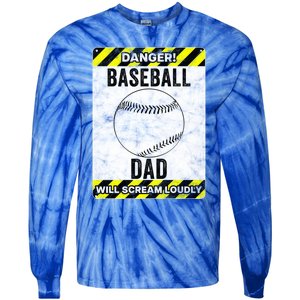 Funny Baseball Dad Sign Baseball Dad Gift Tie-Dye Long Sleeve Shirt