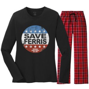 F.E.R.R.I.S B...U.E.L.L.E.R Day Off Save Ferris American Flag Women's Long Sleeve Flannel Pajama Set 