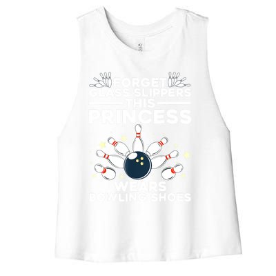 Funny Bowling Design For Women Girls Bowling Shoes Bowler Women's Racerback Cropped Tank