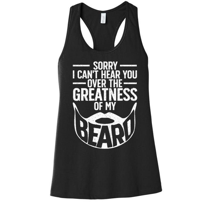 Funny Beard Design For Bearded Facial Hair Whisker Lover Women's Racerback Tank