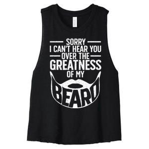 Funny Beard Design For Bearded Facial Hair Whisker Lover Women's Racerback Cropped Tank