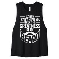 Funny Beard Design For Bearded Facial Hair Whisker Lover Women's Racerback Cropped Tank