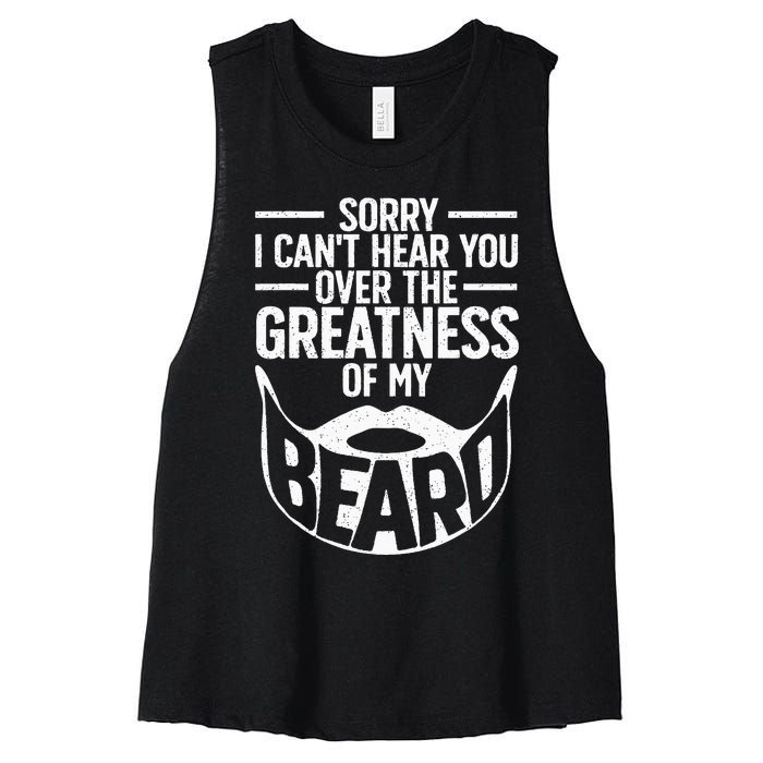 Funny Beard Design For Bearded Facial Hair Whisker Lover Women's Racerback Cropped Tank