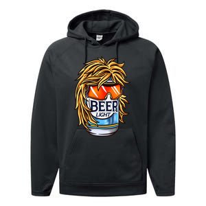 Funny Beer Drinking Funny Redneck Mullet Performance Fleece Hoodie