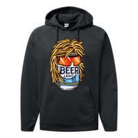 Funny Beer Drinking Funny Redneck Mullet Performance Fleece Hoodie