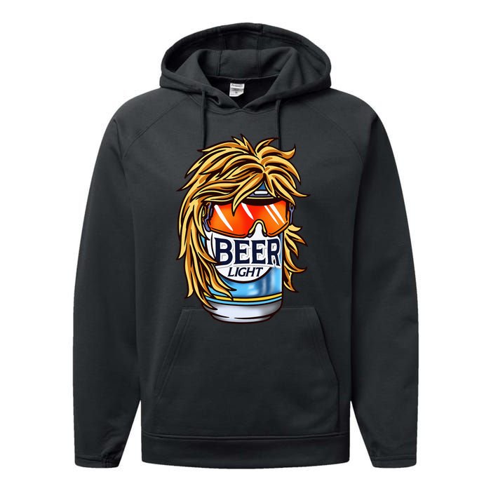 Funny Beer Drinking Funny Redneck Mullet Performance Fleece Hoodie