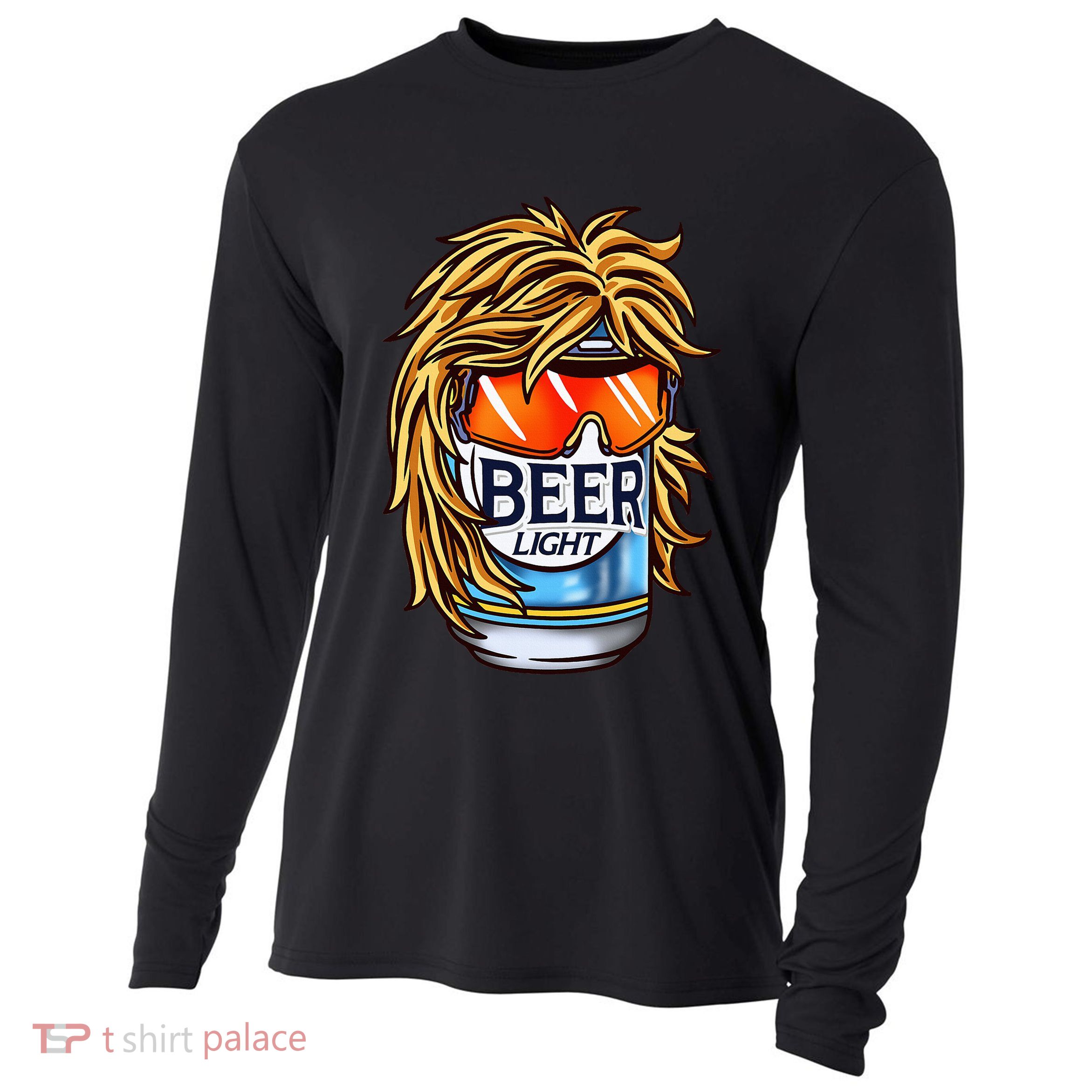 Funny Beer Drinking Funny Redneck Mullet Cooling Performance Long Sleeve Crew