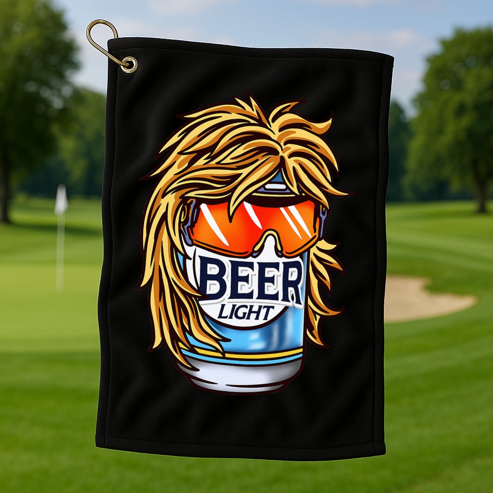 Funny Beer Drinking Funny Redneck Mullet Golf Towel