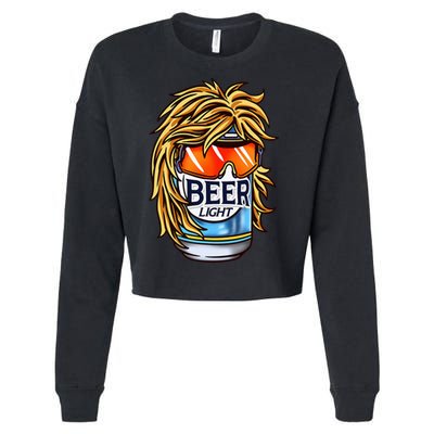 Funny Beer Drinking Funny Redneck Mullet Cropped Pullover Crew
