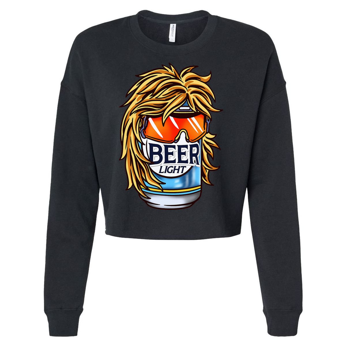 Funny Beer Drinking Funny Redneck Mullet Cropped Pullover Crew