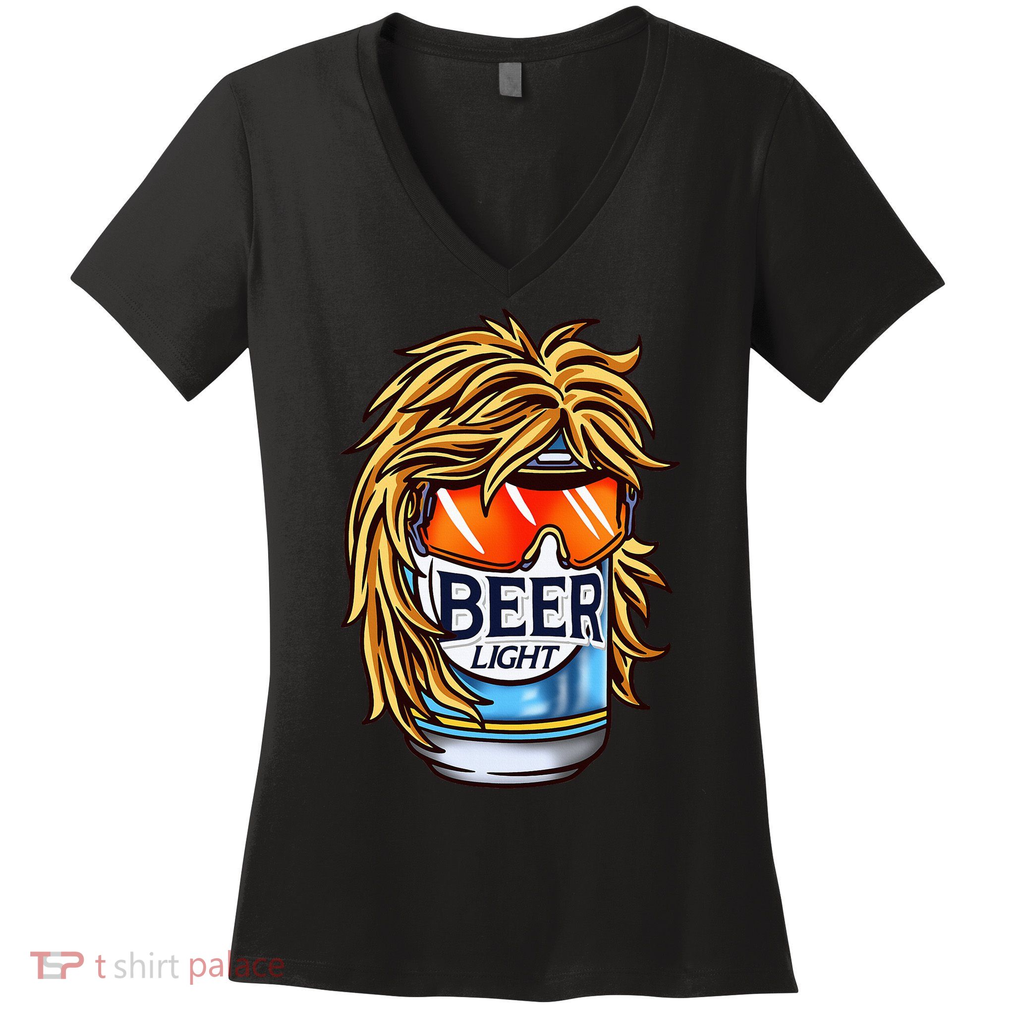 Funny Beer Drinking Funny Redneck Mullet Women's V-Neck T-Shirt