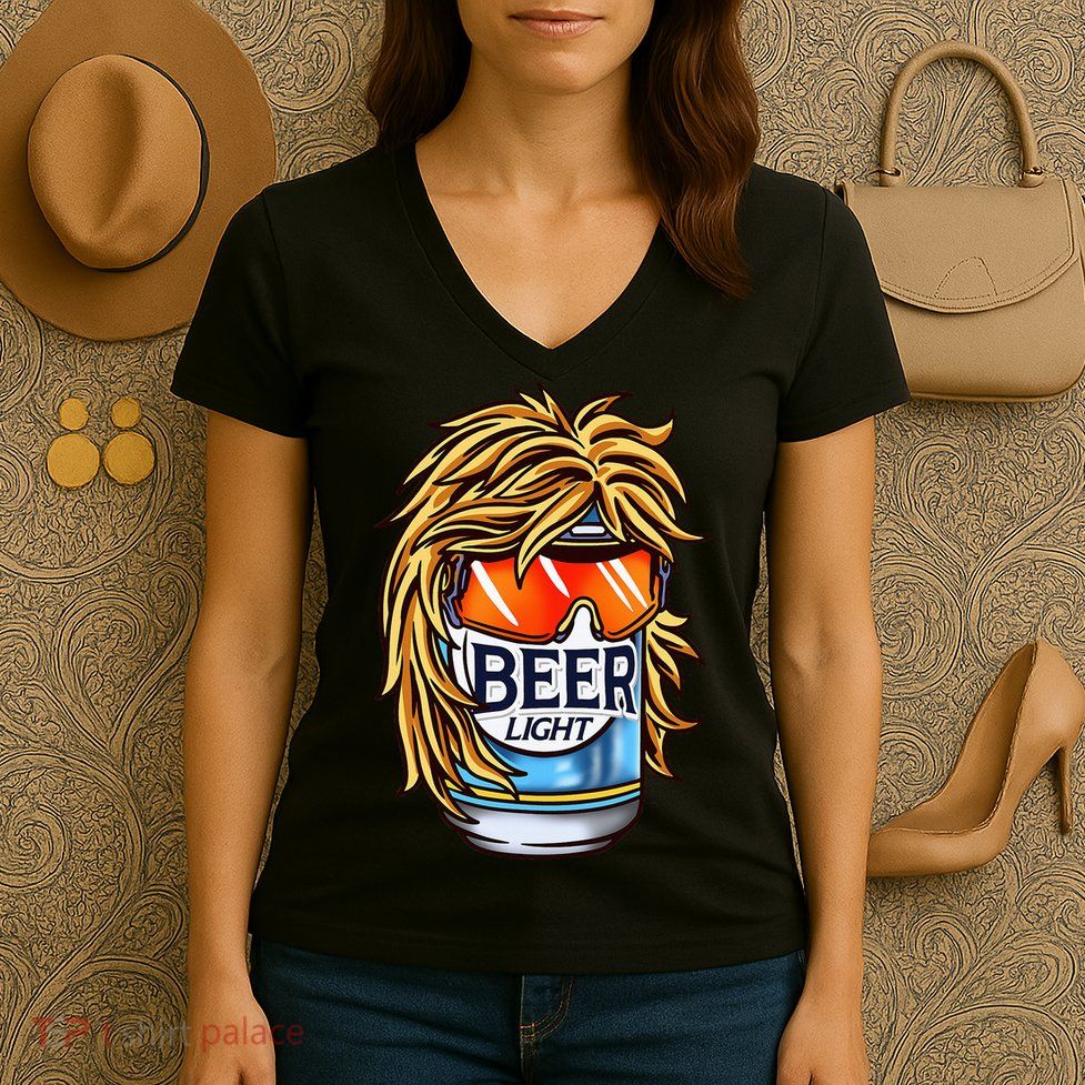 Funny Beer Drinking Funny Redneck Mullet Women's V-Neck T-Shirt