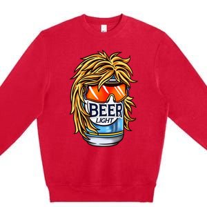 Funny Beer Drinking Funny Redneck Mullet Premium Crewneck Sweatshirt