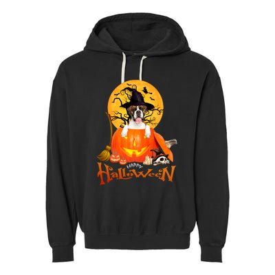 Funny Boxer Dog Spooky Halloween Garment-Dyed Fleece Hoodie