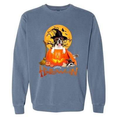 Funny Boxer Dog Spooky Halloween Garment-Dyed Sweatshirt