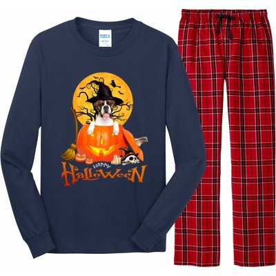 Funny Boxer Dog Spooky Halloween Long Sleeve Pajama Set