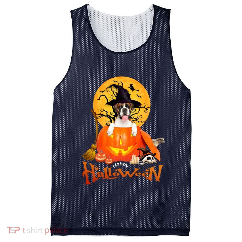 Funny Boxer Dog Spooky Halloween Mesh Reversible Basketball Jersey Tank