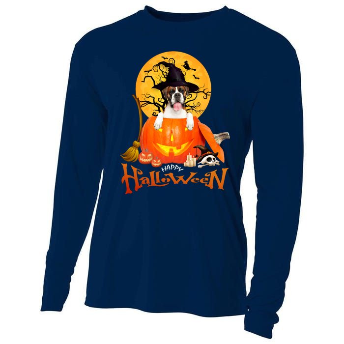 Funny Boxer Dog Spooky Halloween Cooling Performance Long Sleeve Crew