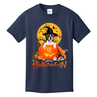Funny Boxer Dog Spooky Halloween Kids T-Shirt