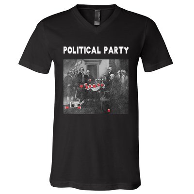 Funny Beer Drinking Founding Fathers Political Party Gift V-Neck T-Shirt