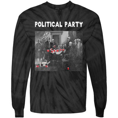 Funny Beer Drinking Founding Fathers Political Party Gift Tie-Dye Long Sleeve Shirt