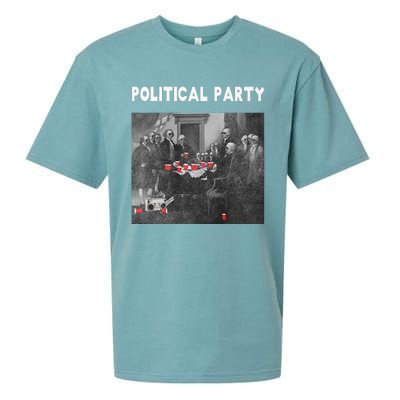 Funny Beer Drinking Founding Fathers Political Party Gift Sueded Cloud Jersey T-Shirt