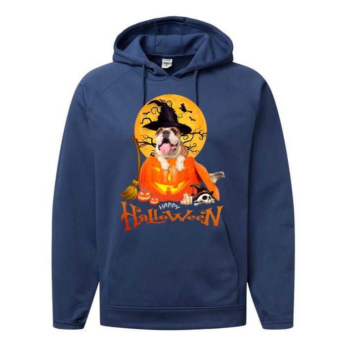 Funny Bulldog Dog Spooky Halloween Performance Fleece Hoodie