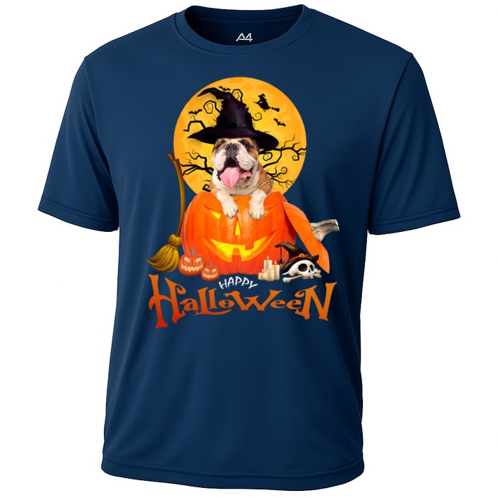 Funny Bulldog Dog Spooky Halloween Cooling Performance Crew T-Shirt