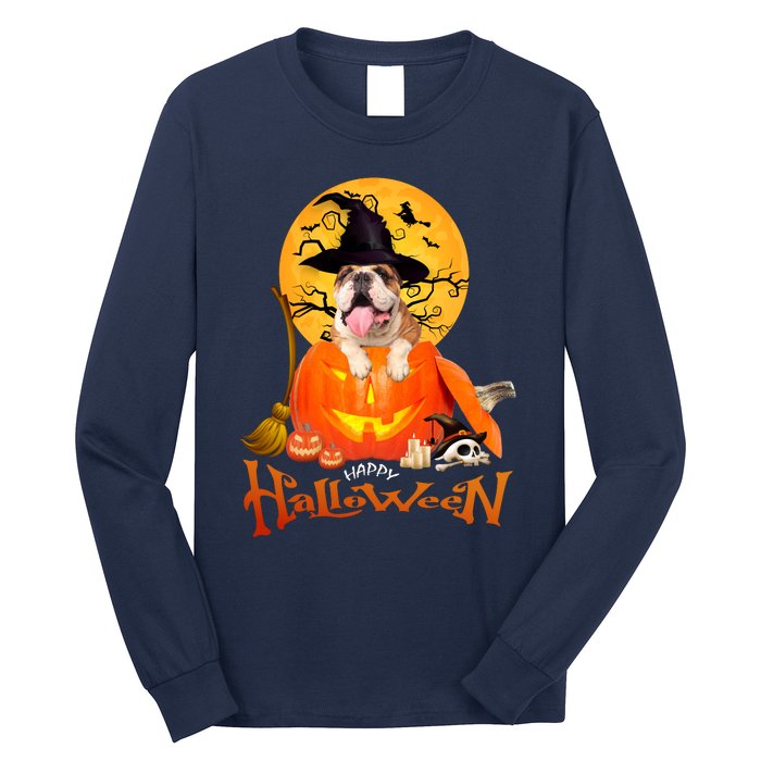 Funny Bulldog Dog Spooky Halloween Long Sleeve Shirt