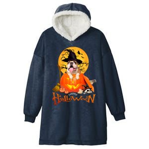 Funny Bulldog Dog Spooky Halloween Hooded Wearable Blanket