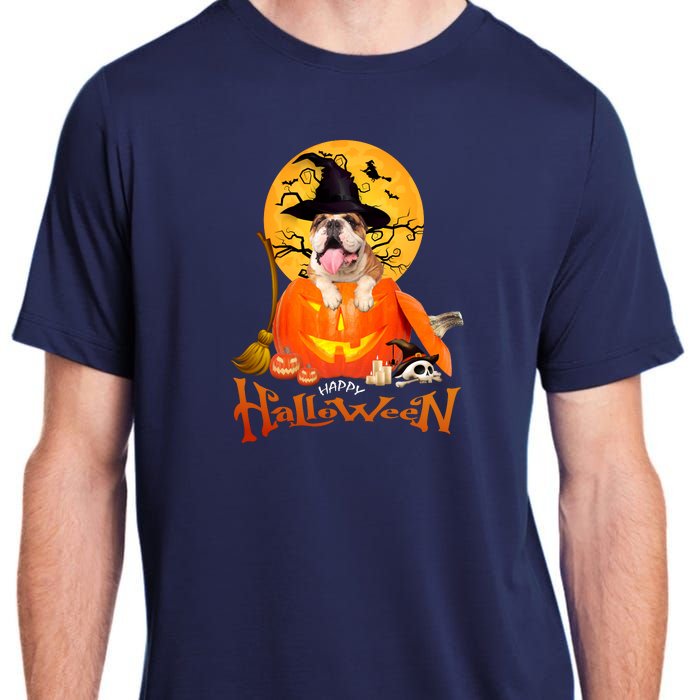 Funny Bulldog Dog Spooky Halloween Adult ChromaSoft Performance T-Shirt