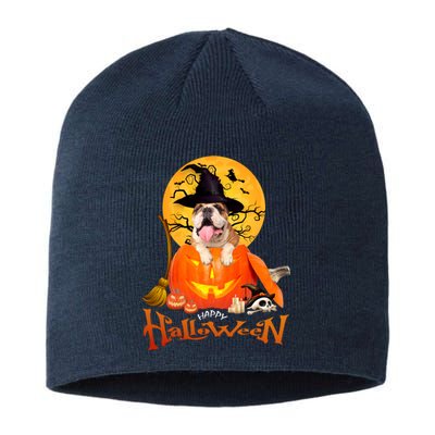 Funny Bulldog Dog Spooky Halloween Sustainable Beanie