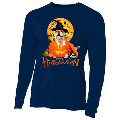 Funny Bulldog Dog Spooky Halloween Cooling Performance Long Sleeve Crew