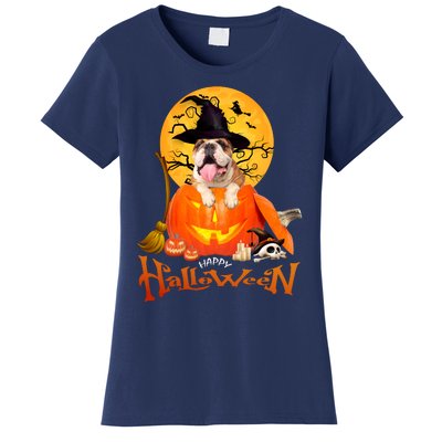 Funny Bulldog Dog Spooky Halloween Women's T-Shirt