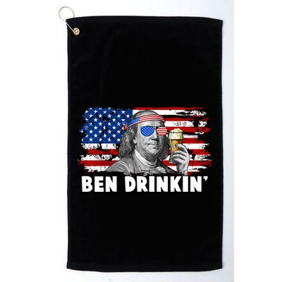 Funny Ben Drinkin USA American Flag Golf Towel