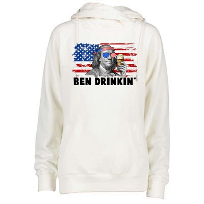 Funny Ben Drinkin USA American Flag Womens Funnel Neck Pullover Hood