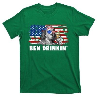 Funny Ben Drinkin USA American Flag T-Shirt