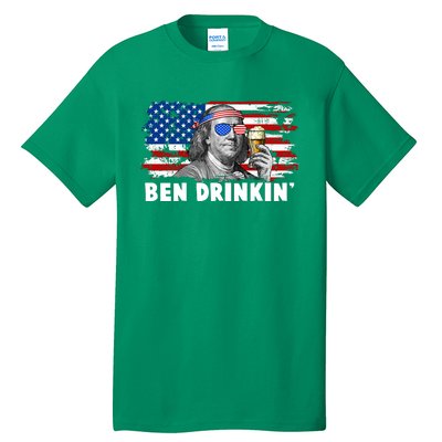 Funny Ben Drinkin USA American Flag Tall T-Shirt