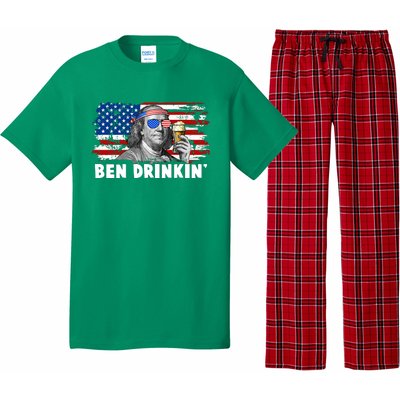 Funny Ben Drinkin USA American Flag Pajama Set