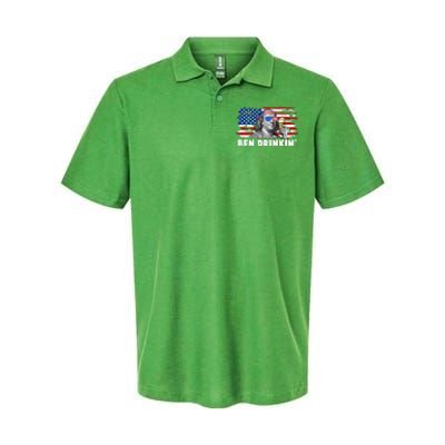 Funny Ben Drinkin USA American Flag Softstyle Adult Sport Polo