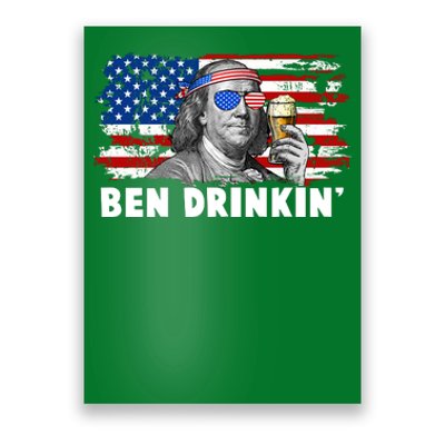 Funny Ben Drinkin USA American Flag Poster