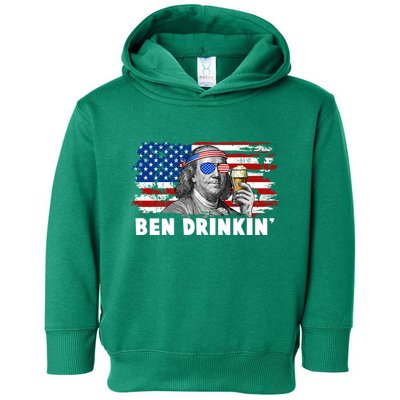 Funny Ben Drinkin USA American Flag Toddler Hoodie
