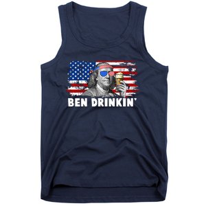 Funny Ben Drinkin USA American Flag Tank Top